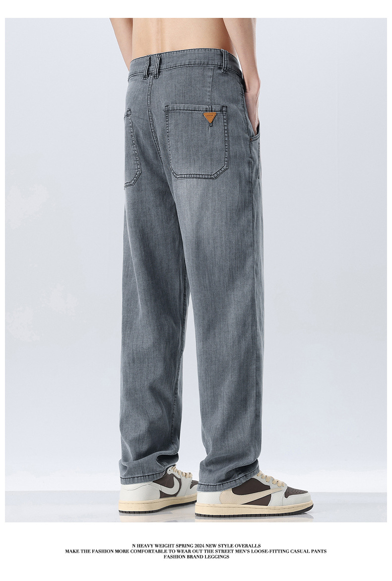 2024夏季时尚牛仔裤男新款修身休闲高弹宽松青少年学生薄款直筒裤详情20