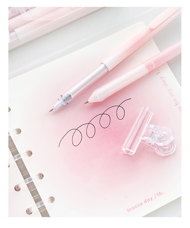 RosyPosy Stationery Blush Gel Pen Set: Horizontal transparent gradient gel pen with a girlish heart, push-button practice pen pic 13