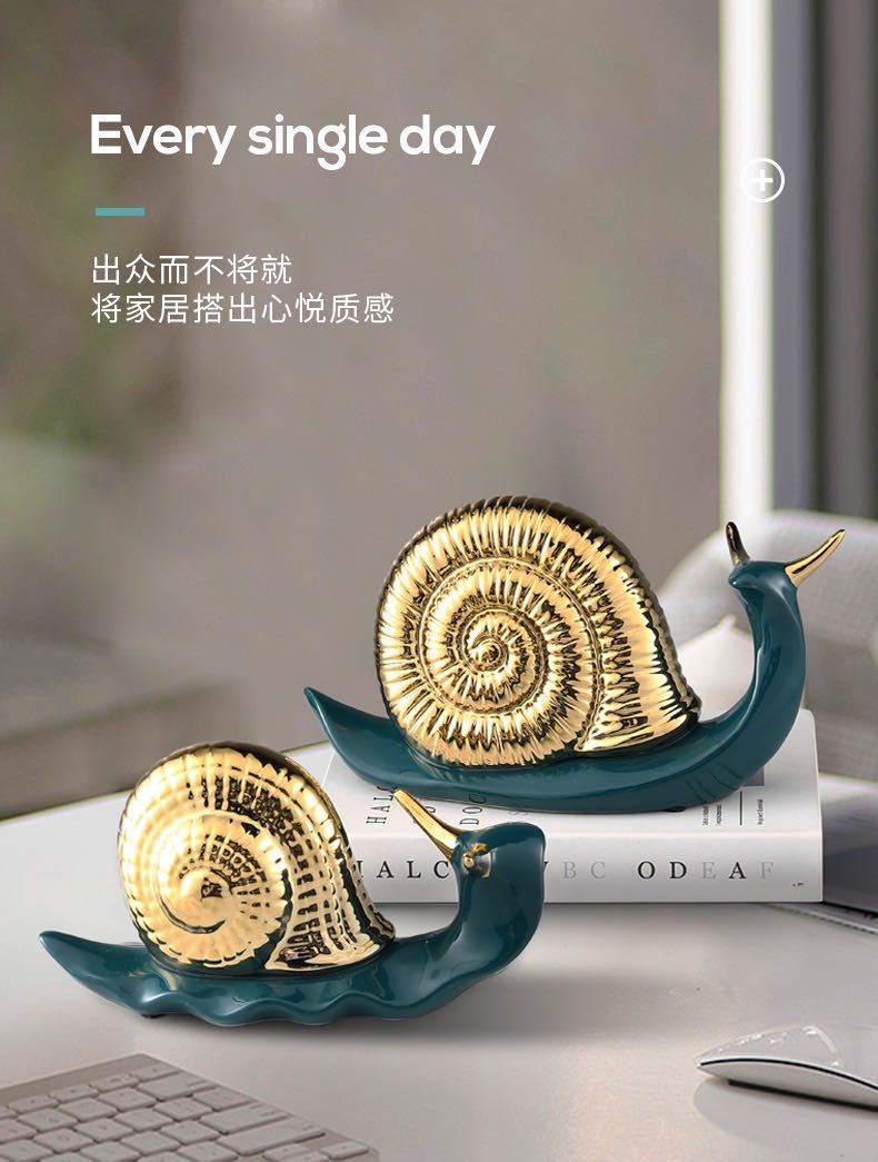 Creative ornaments, snail decorations, cute bedroom shelves, bookcases, bookcase trinkets, ceramic handicrafts pic 6