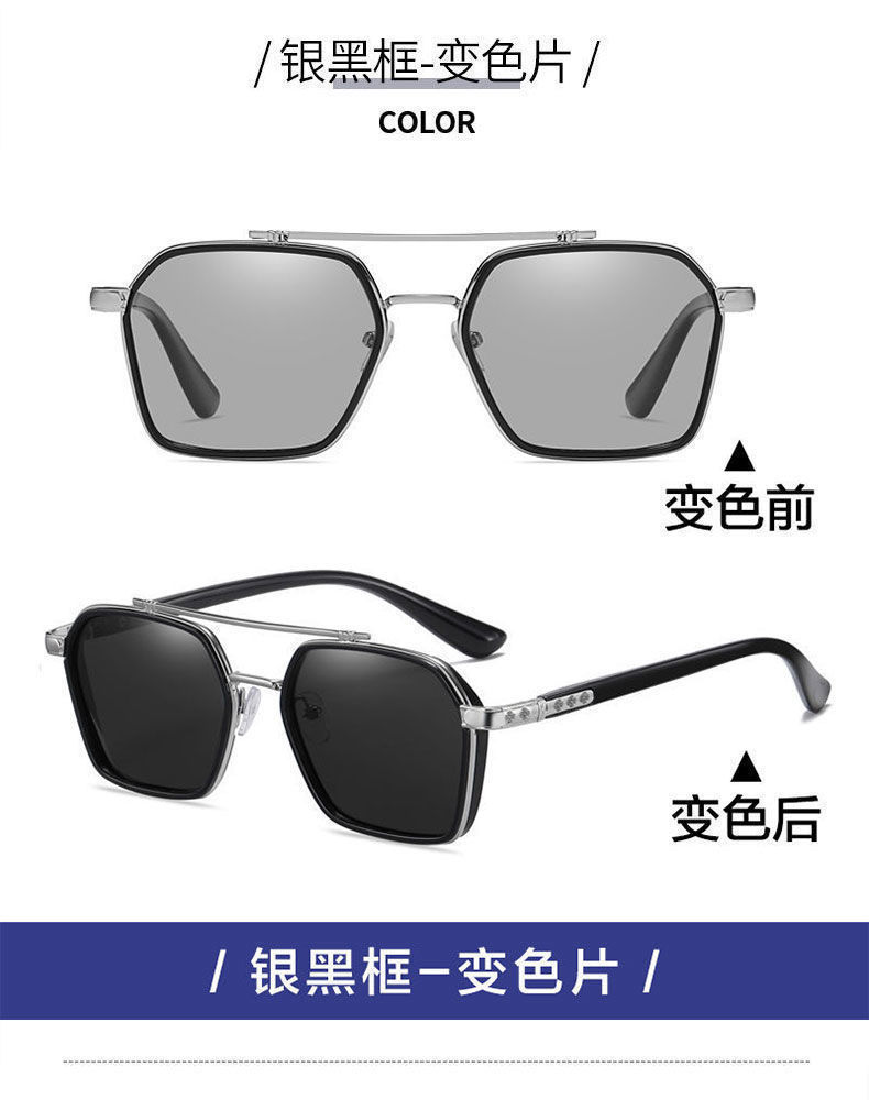 新款感光变色太阳镜男偏光高端时尚达人代发防紫外线墨镜高级感详情17