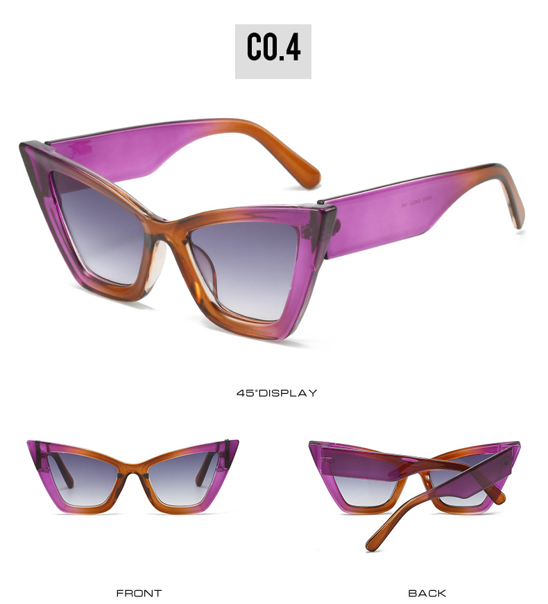 欧美女士猫眼太阳镜彩色花纹修饰脸型潮流墨镜街拍派对眼镜M459详情10