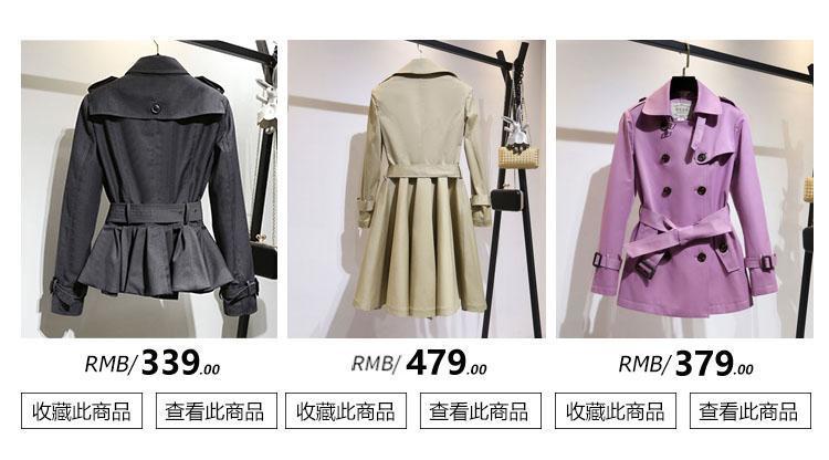 赫本风裙摆风衣收腰千鸟格女式中长款外套大衣年新款详情3