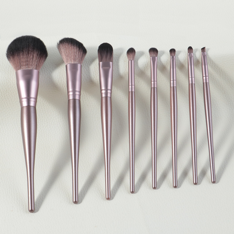 Matte pink 8-piece makeup brush set, loose powder blush brush, storage beauty tools, complete set of soft-bristled makeup brushes pic 11
