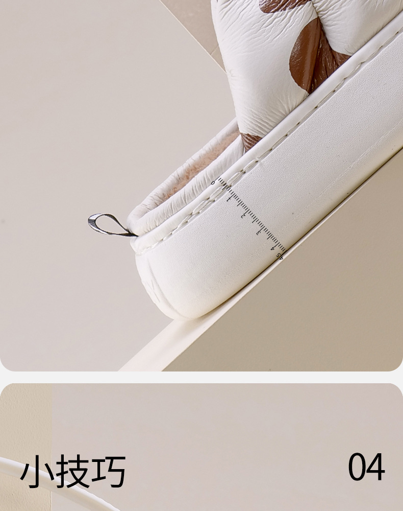 Wholesale of best-selling cow waterproof cotton slippers, fashionable and versatile height-increasing slippers for home, outdoor and winter warmth pic 12