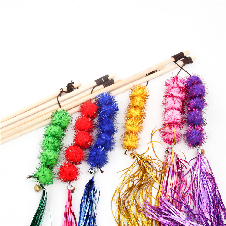 木杆逗猫杆 现货批发逗猫棒 金葱毛球玩具 宠物用品雨丝猫猫用品详情22