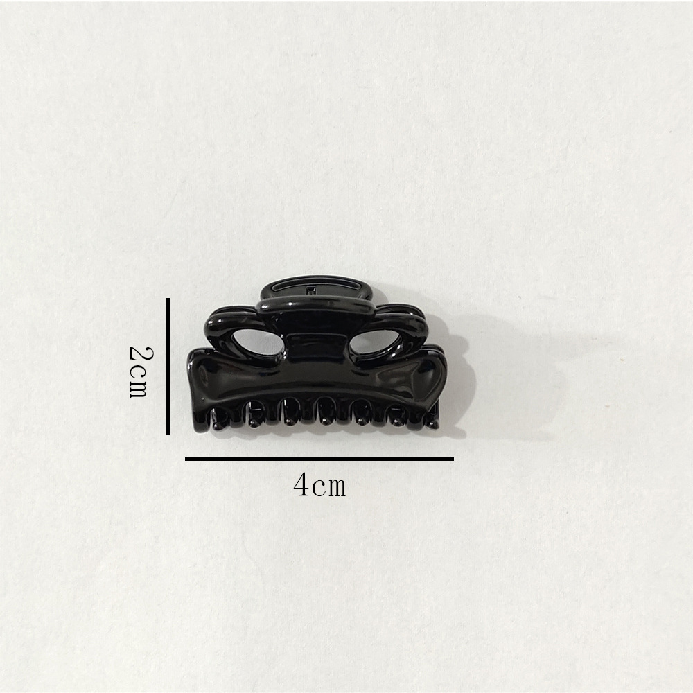 抖音黑色字母小抓夹底夹DIY发夹4cm刘海碎发夹现货花型领结形发抓详情5