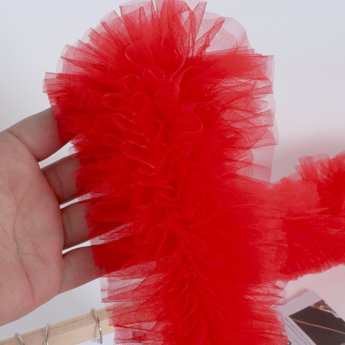 蓬蓬裙蕾丝花边缩褶手工婚纱立体网纱裙摆服装韩式儿童现货批发详情2