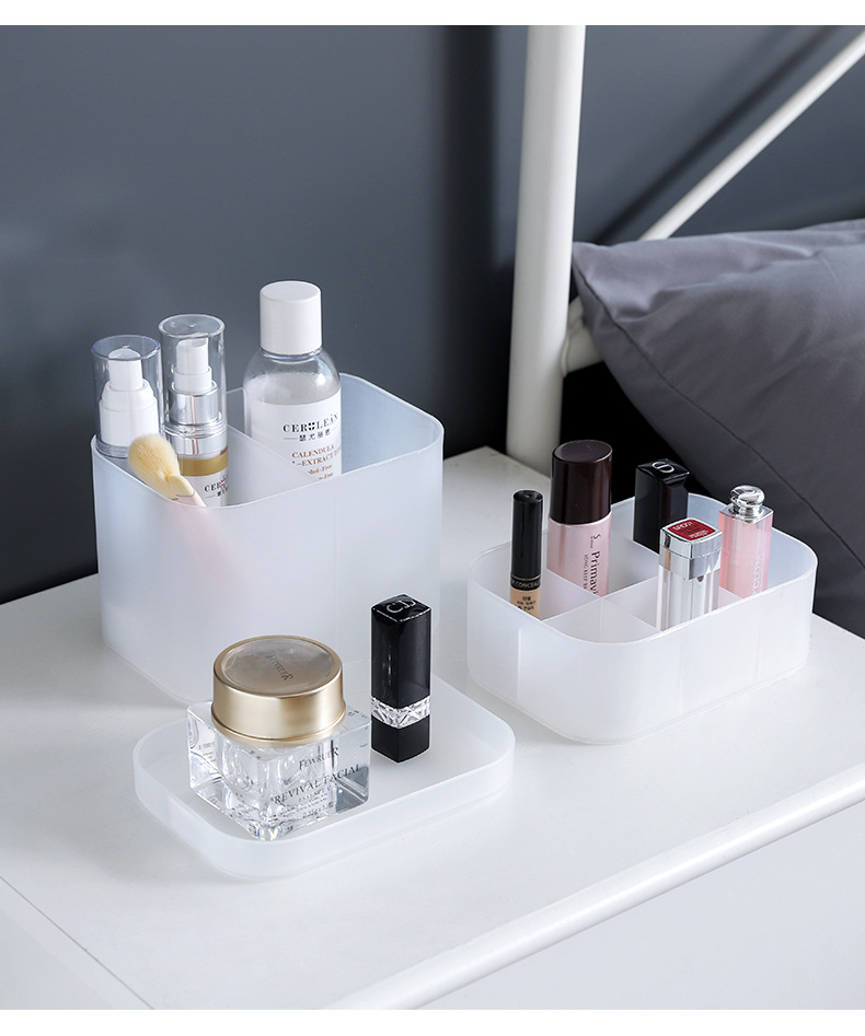 2532 Desktop storage box, Cosmetics box, plastic matte compartments with LIDS, mask box, dressing table organizing box pic 6