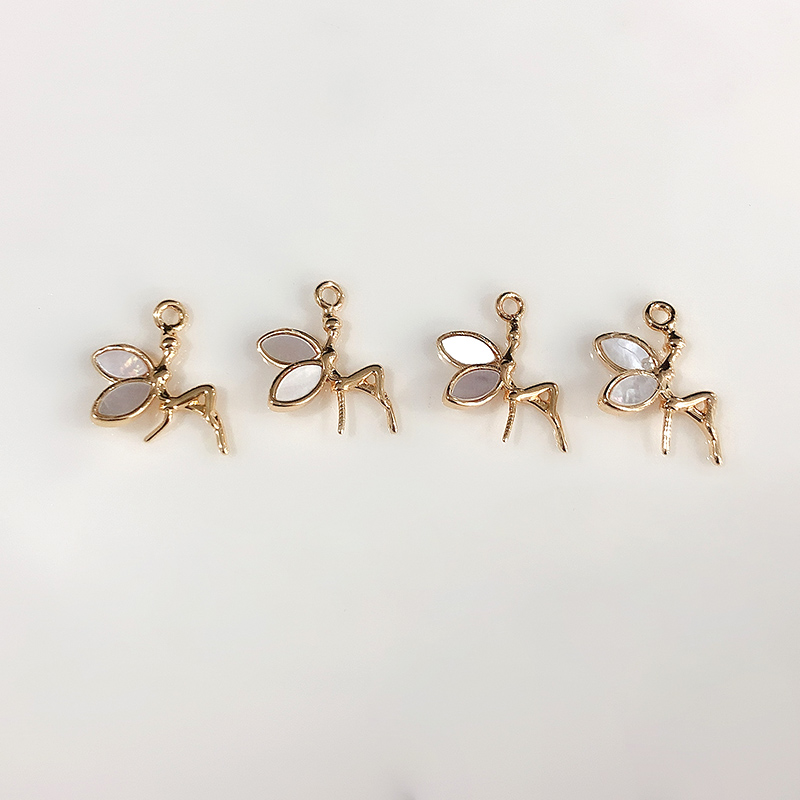 14k包金铜镀金海水贝天使吊坠珍珠空托手链项链挂坠DIY配件新详情6