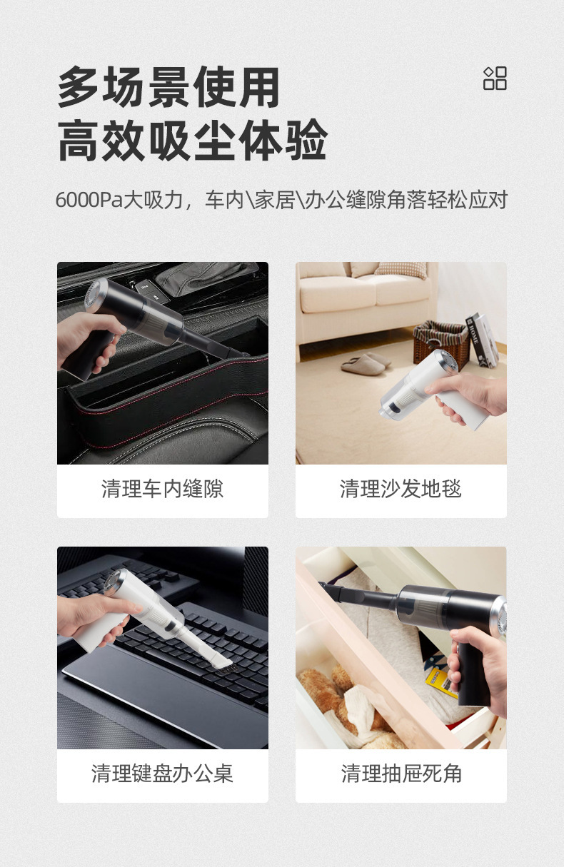 Multi-functional portable wireless vacuum cleaner for home use in vehicles, white high-power portable dust collector for cars pic 10