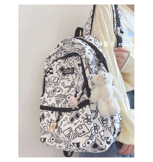Japanese-style schoolbag for girls, Instagram, niche Harajuku graffiti design backpack, large-capacity backpack for junior high school, senior high school and college students pic 11