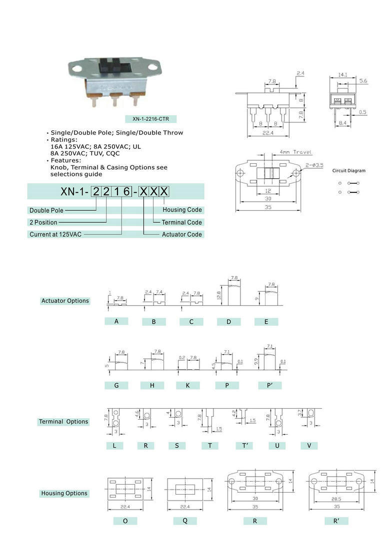 High-current sliding switch for lamps, hair dryer push switch 9A, high-current toggle switch xn-1-2216 pic 32