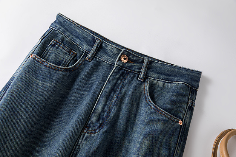 High-waisted straight-leg jeans for women, Spring 2023 new style, loose, slimming, drape, retro and nostalgic, floor-length wide-leg pants pic 25