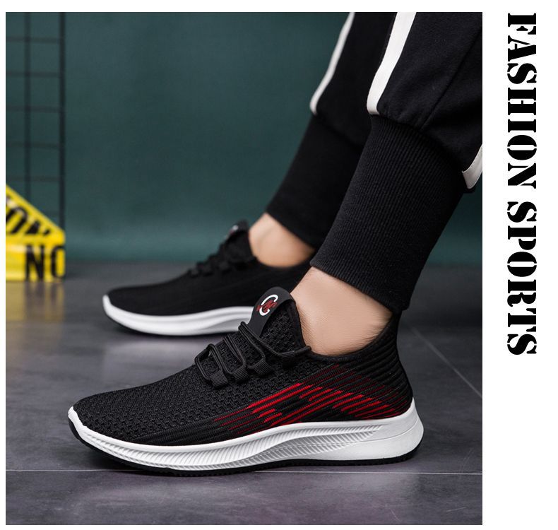 新款春季男鞋休闲鞋潮流学生跑步鞋 男士运动鞋 飞织透气鞋子详情17