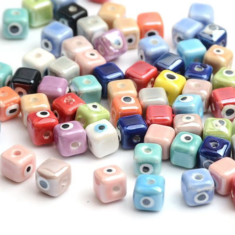 Simple and colorful ceramic pearlescent surface fish five-petal flower beads scattered beads diy handcrafted beaded bracelet decoration accessories pic 30