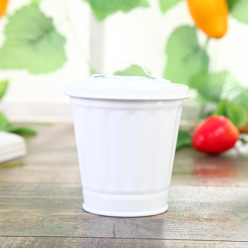 厂家批发可爱型垃圾桶创意有盖客厅卧室桌上拉圾桶储存罐花器花盆详情22