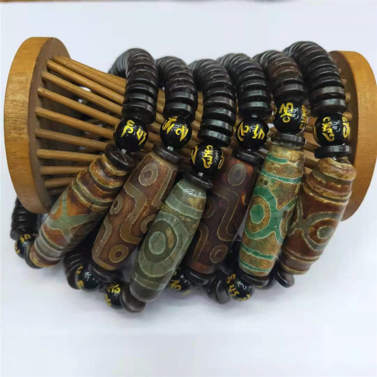 Guangshun Jewelry Coconut Shell Sky Pearl Agate Bracelet Wholesale Tibetan-style Nine-eye Sky Pearl Fortune Bracelet Factory Direct Sales pic 1