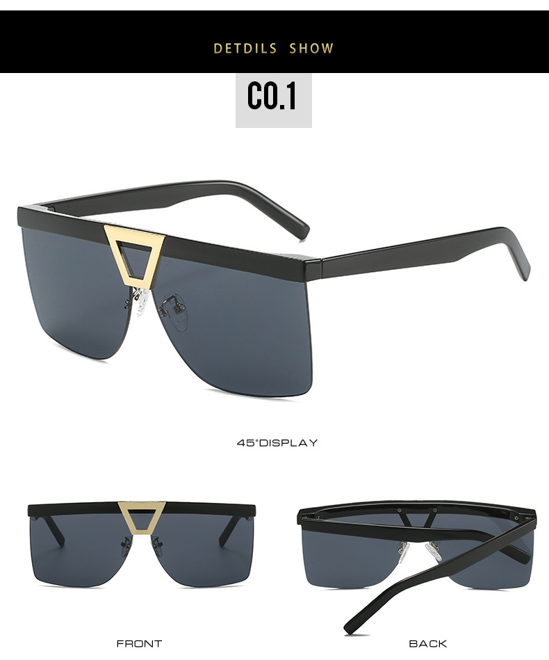 2023跨境新款太阳镜 个性半框百搭精致眼镜男 网红同款大框墨镜女详情7