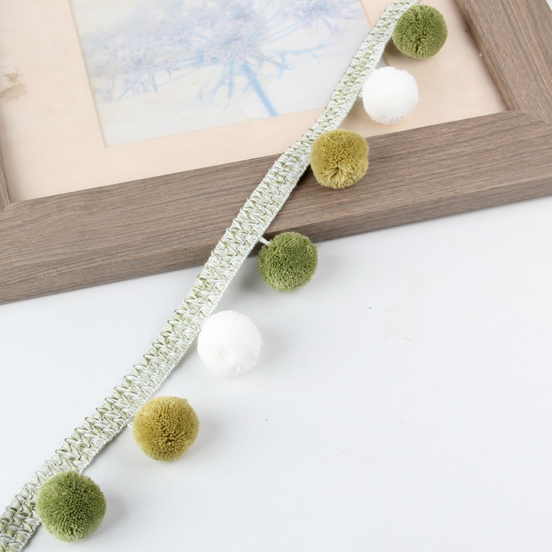 Curtain lace, three-color bayberry balls, side edge, European lace edge, sofa accessories, decorative parts, spliced black pic 11