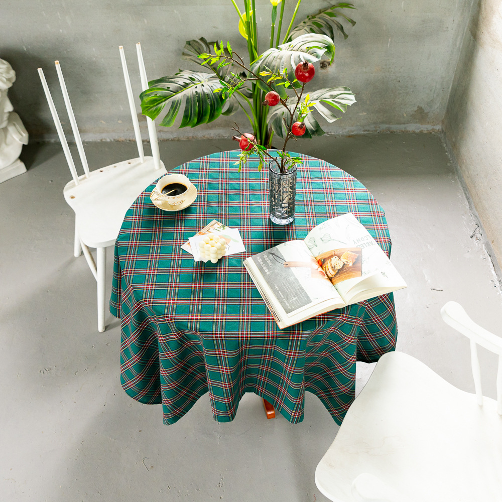 Cross-border Christmas holiday decoration table fabric, retro striped checkered cotton and linen restaurant party cover, Amazon pic 44