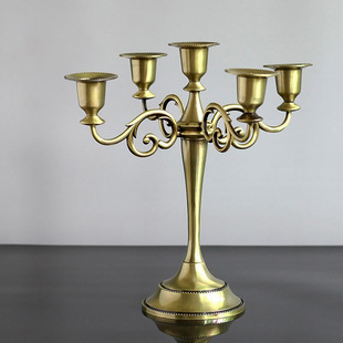 European-style golden crystal candlesticks, cross-border home decoration ornaments, ironwork candlesticks, wedding and candlelight dinner props pic 14