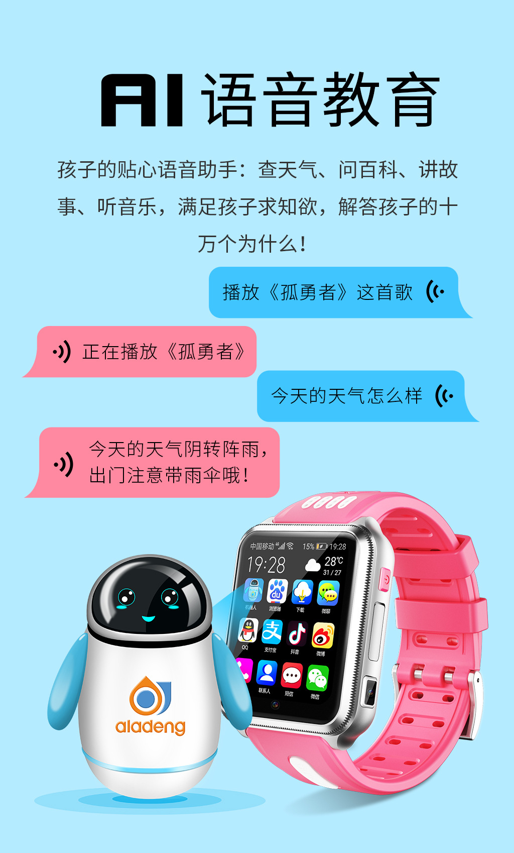 阿拉町H1智能儿童电话4G5G全网通定位可视频小学生青少年智能手表详情13