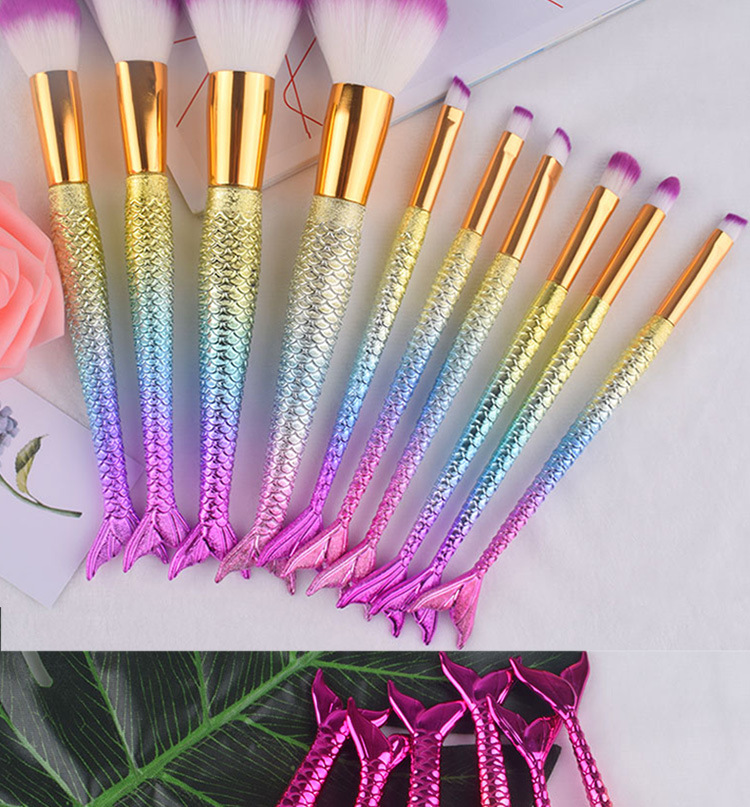 New gradient color 6-10 mermaid makeup Amazon bestseller blush and eyeshadow brush set beauty tools pic 7