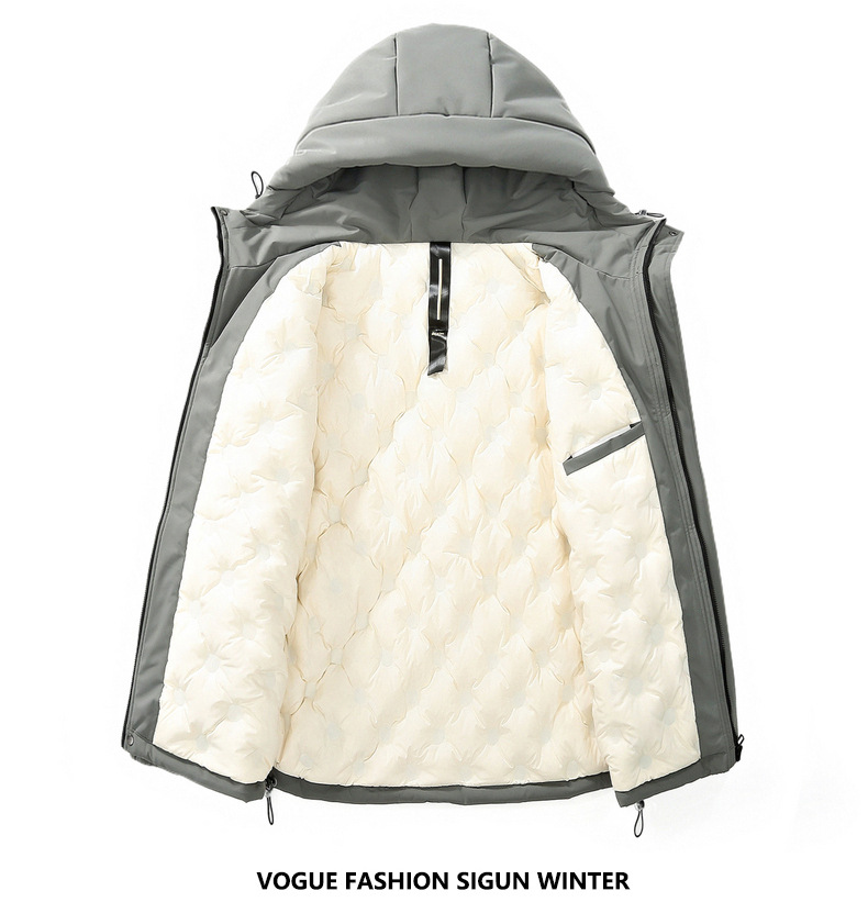 Workwear abajo chaqueta hombre 2023 nuevo otoño invierno protección contra el frío espesamiento golpear color patchwork marca de humedad pato blanco abajo ropa de invierno pic 30