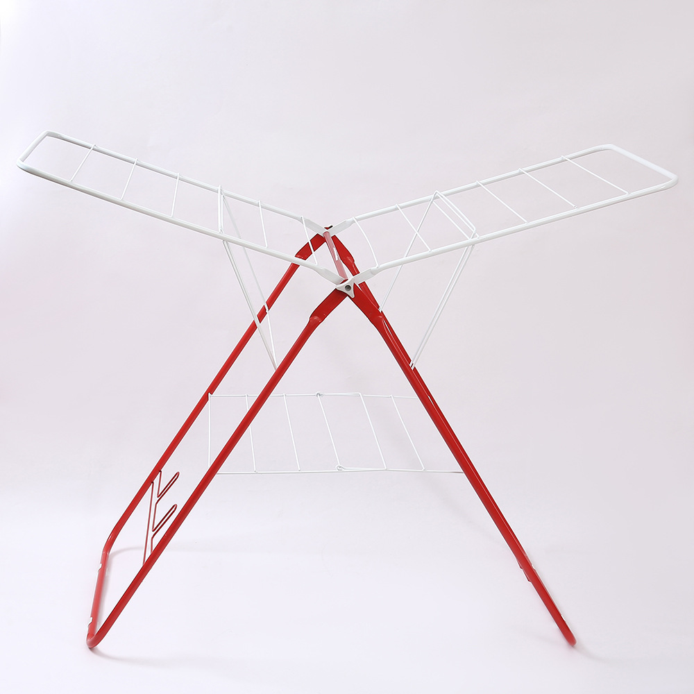 室内x型落地晾衣架阳台折叠晒衣架不锈钢翼型免安装晒被衣架批发详情2