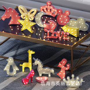 LED挂饰Love霓虹灯带闪电云朵星球彩虹嘴唇造型灯装饰小夜灯双用详情6