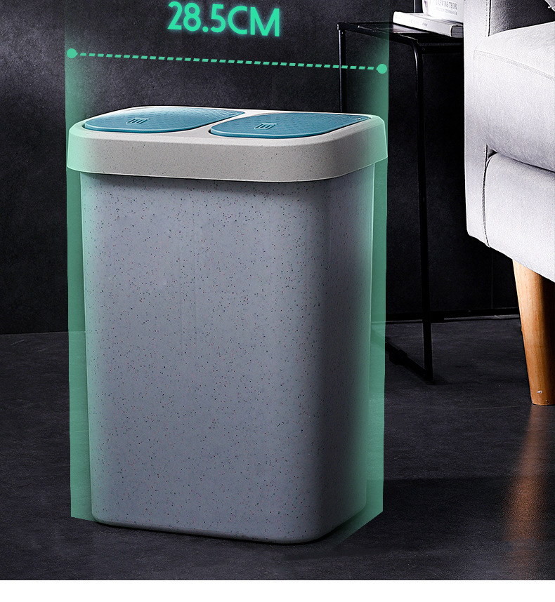 Wholesale of X127 kitchen classified trash cans, household storage plastic double-bucket dry and wet press large trash cans with LIDS pic 5