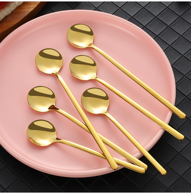 可爱小勺子不锈钢高颜值金色咖啡勺搅拌勺甜品勺子雪糕勺长柄冰勺详情12