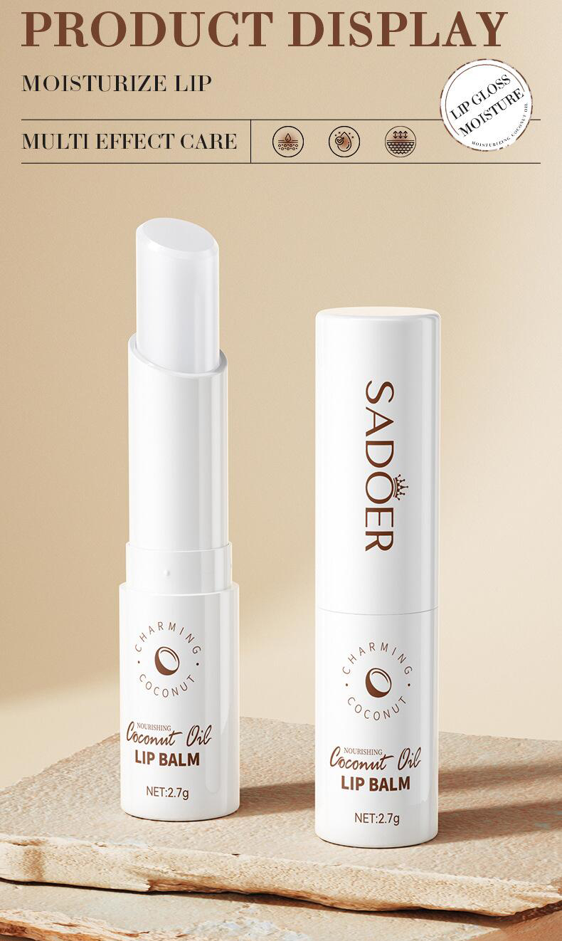 All-english Coconut Lip balm 2.7G Sadoer Hydrating, Moisturizing and Anti-cracking lip balm Cross-border export pic 10