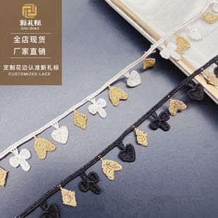 服装辅料lace网纱蕾丝刺绣星星爱心点点配饰牛奶丝刺绣 花边辅料详情3