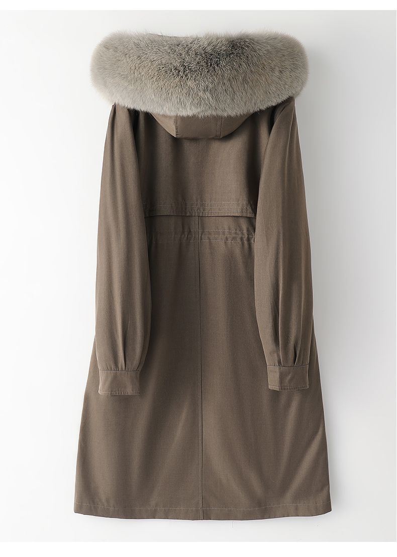 狐狸毛领派克服2022冬季新款海宁中长款兔毛内胆皮草外套女可拆卸详情8