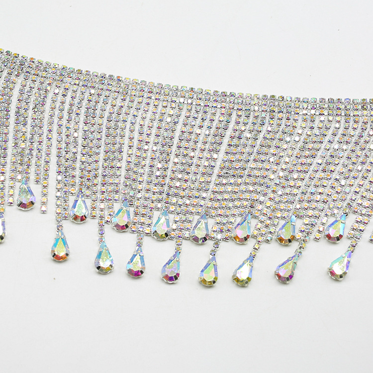 AB color water drop tassel claw chain, fancy code chain, water diamond chain, direct sales from the factory for export pic 3