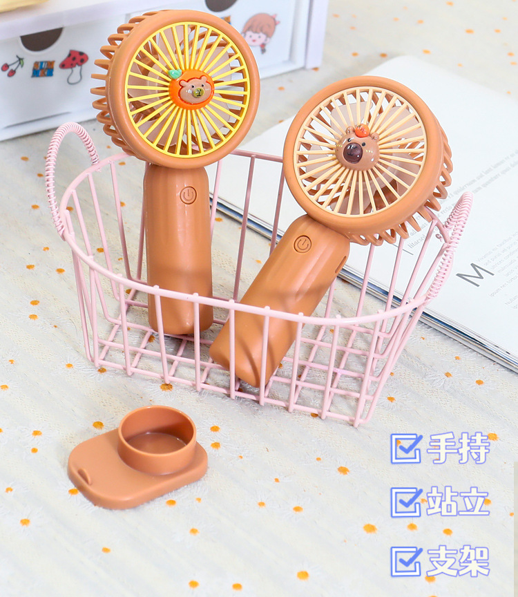 2025夏季新款卡通公仔桌面底座风扇 三档调速户外USB充电手持风扇详情5