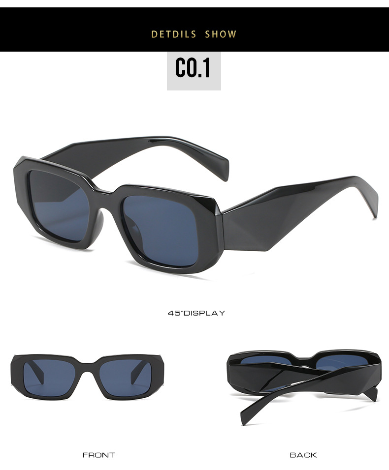 2021 new square-framed sunglasses, European and American personalized plastic-trimmed square glasses, personalized wide-leg sunglasses for women pic 7