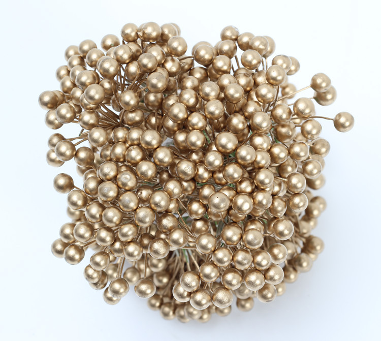 【8mm Gold and Silver Single-head Fruit 】 Simulated foam berry Christmas Products Dried Flower Accessories (100 pieces) pic 5