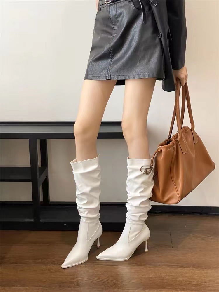 欧美风不过膝骑士靴女2024新款套高筒马丁靴秋冬季大衣穿高跟皮靴详情17