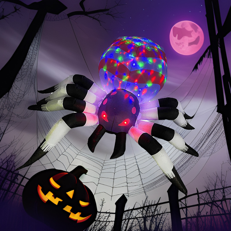 跨境万圣节户外庭院恐怖氛围场景布置LED发光蜘蛛充气气模定制详情1