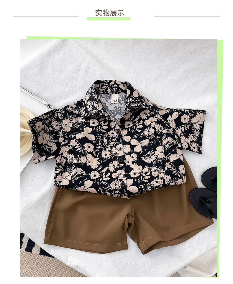 儿童夏装套装男童夏季新款童装女宝复古港风碎花短袖衬衫两件套潮详情19