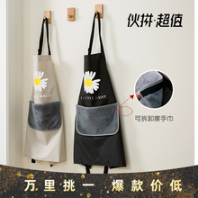 Customized thickened denim canvas aprons for foreign trade, waterproof household kitchen work, hairdressing aprons, and logo printing pic 4
