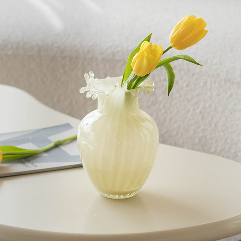 Nordic InS-style valley vase, irregular glass vase, high-end home living room decoration flower arrangement pic 4
