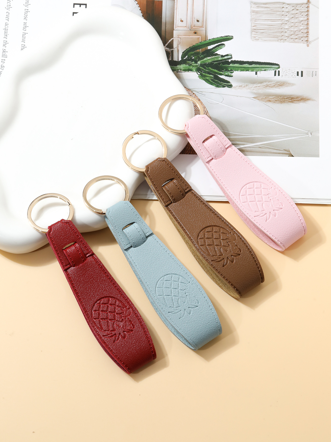 菠萝长款皮革通用钥匙扣便宜简约包包挂件汽车ins饰品礼物详情2