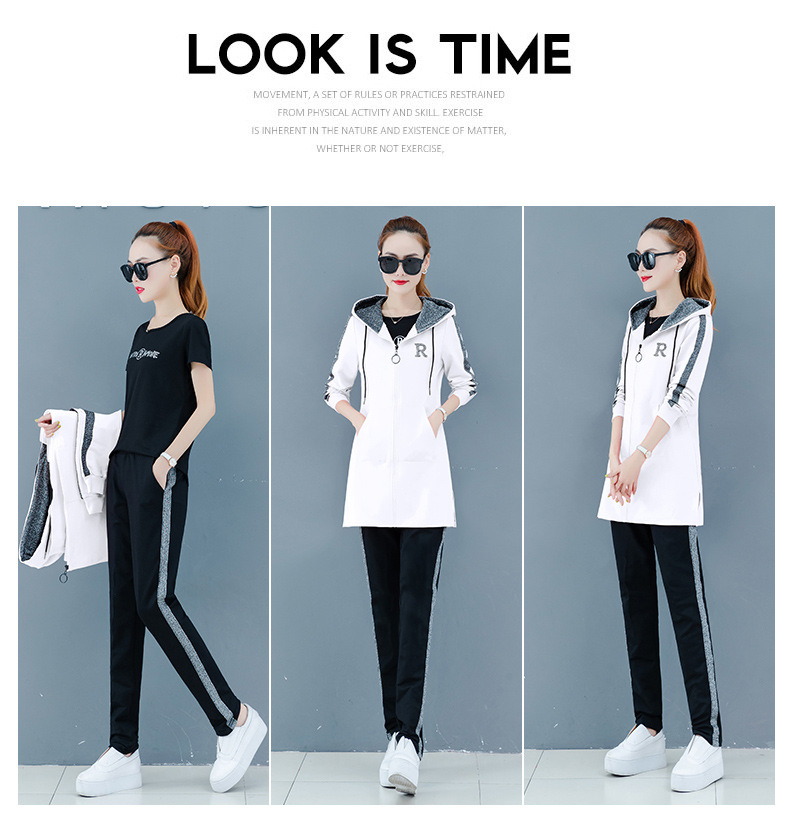 运动套装女春秋季2020新款宽松时尚卫衣三件套大码长袖跑步休闲服详情24