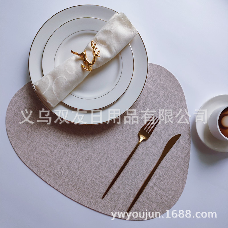 PVC木纹蛋形西餐垫北欧隔热垫碗垫餐垫家用垫防水防油桌垫装饰垫详情11