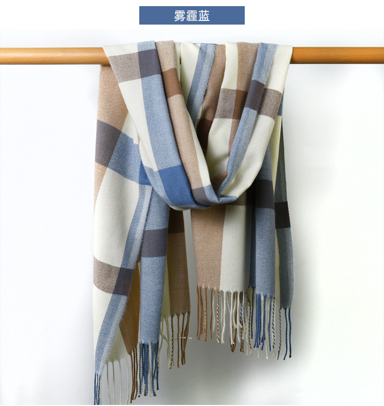 2022 New style of checkered scarf, Japanese and Korean fashion autumn and winter faux cashmere scarf for women, thick and warm scarf pic 13