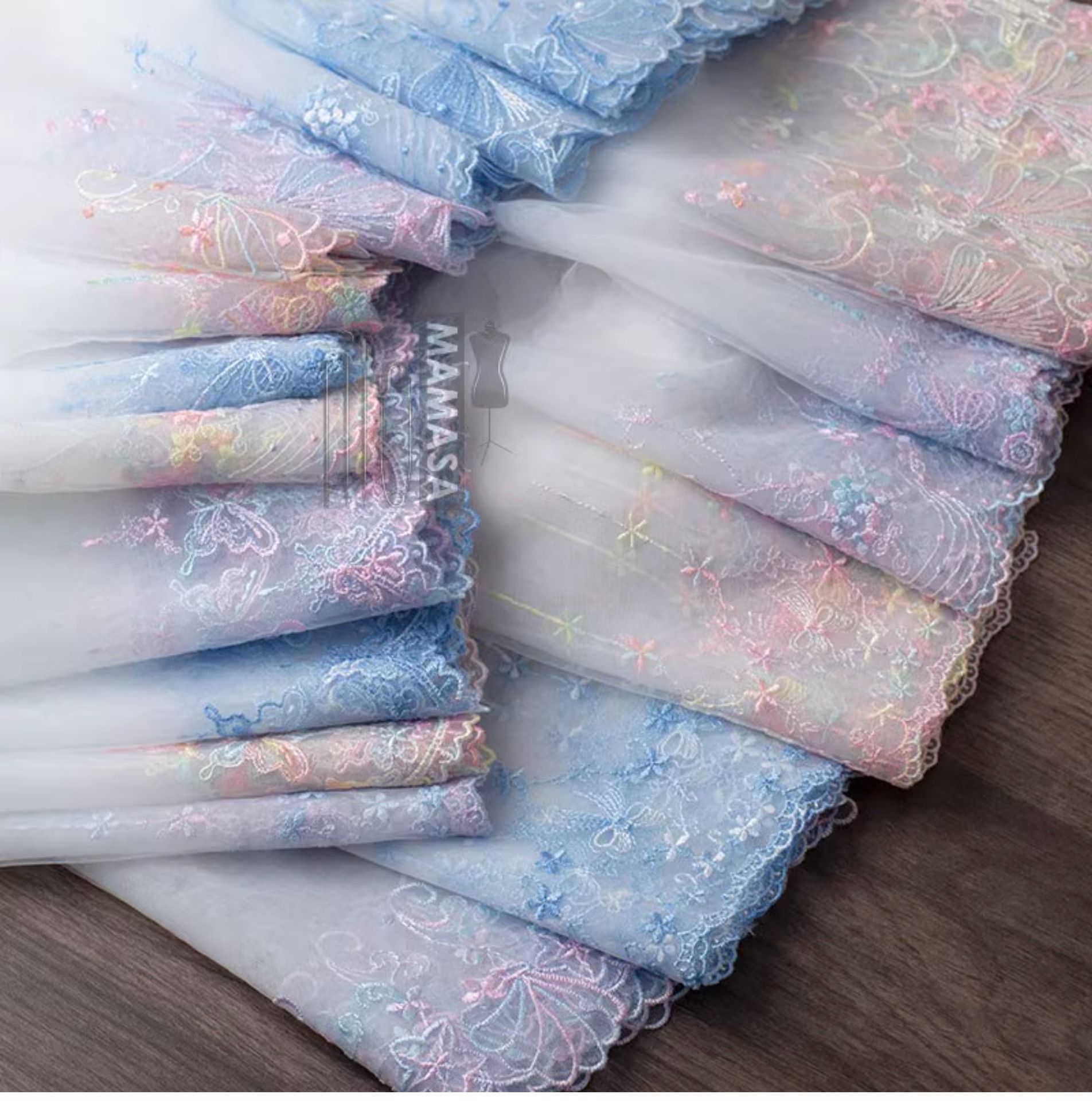 多巴胺梦幻彩色刺绣网纱花边 DIY手工lolita服装布艺发饰辅料详情4