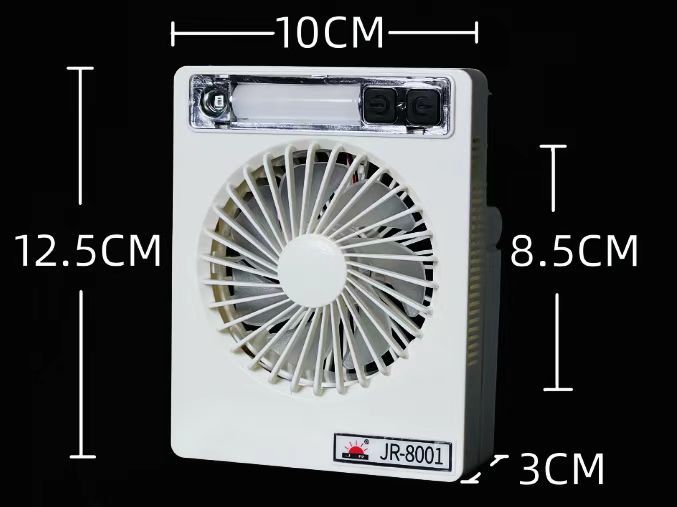 JR-8001充电风扇USB带灯LED小夜灯手电筒七彩带支架可提可挂详情1